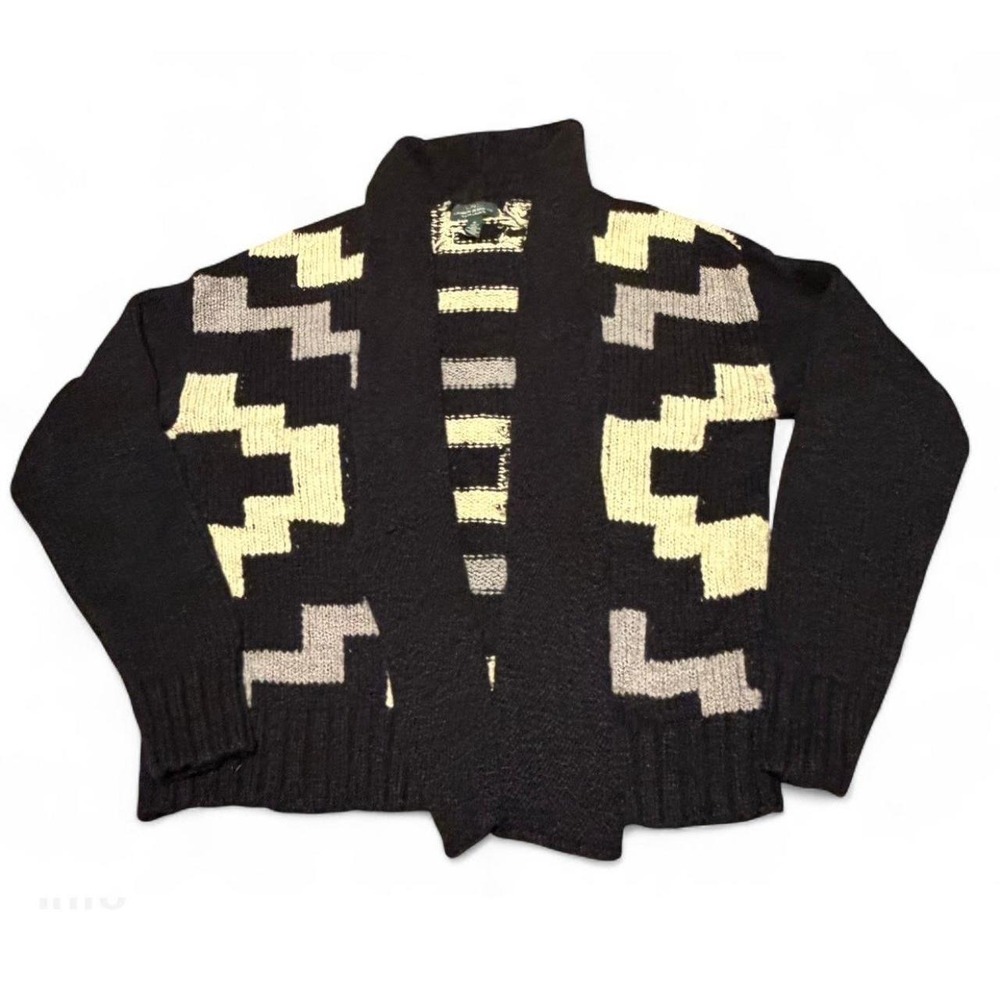 Lauren Jeans Co Ralph Lauren XL Southwestern Aztec Knit Cardigan Sweater Black